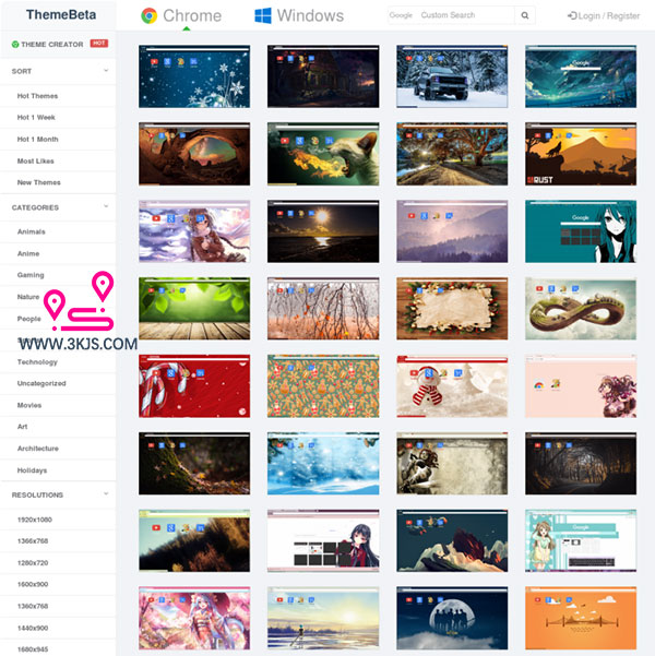 Themebeta : 优秀的Chrome浏览器及Windows 主题分享站点