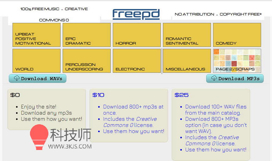 FreePD.com - 免费音乐素材下载网站