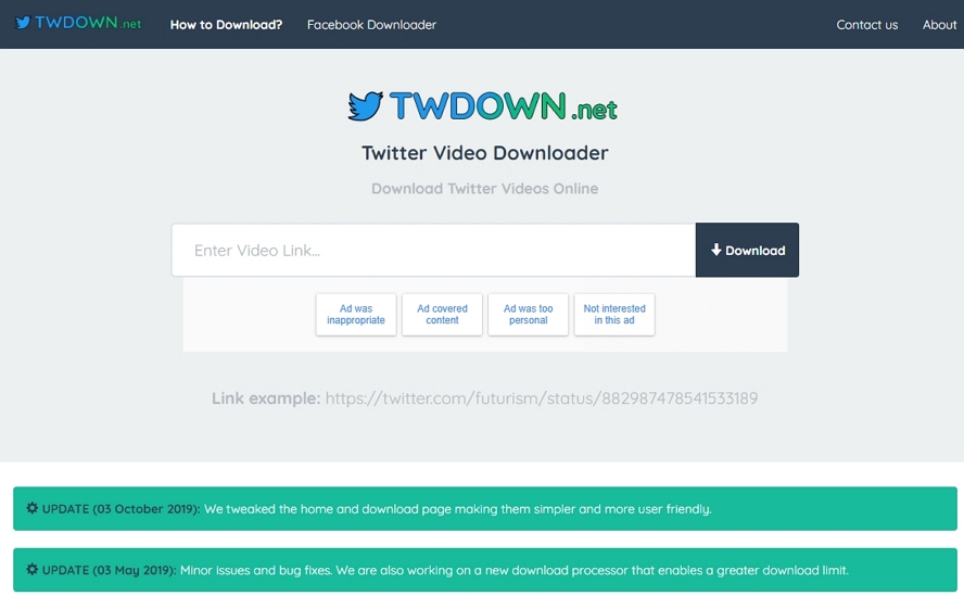 twdown.net ：在线twitter(推特)视频下载工具