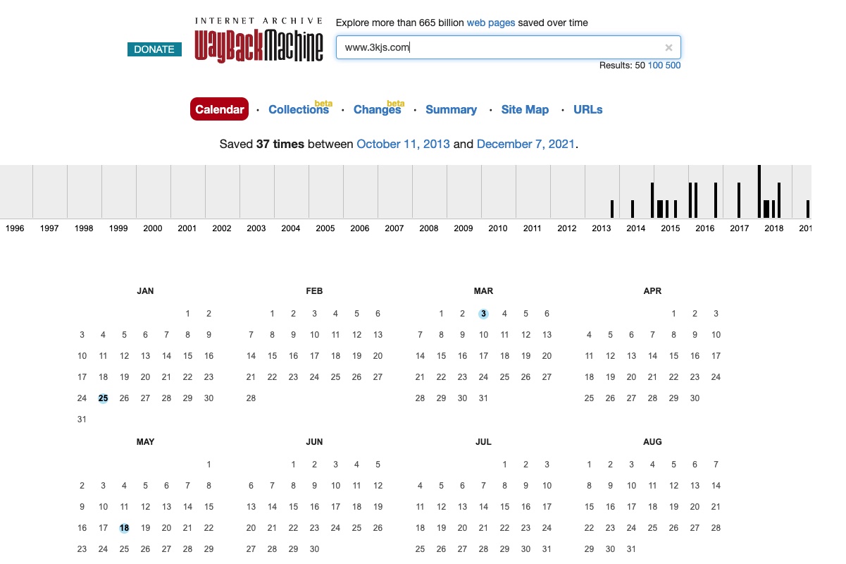 网站快照历史记录查询工具：The Wayback Machine