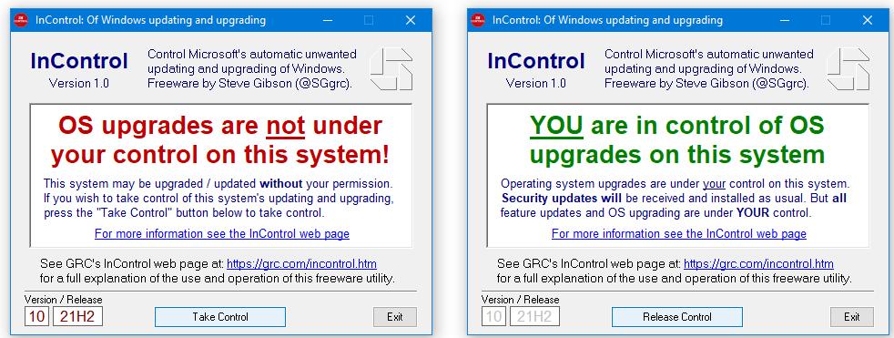 InControl - win10/win11系统更新升级手动控制软件