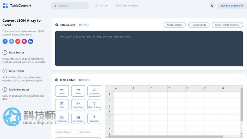 TableConvert JSON to ECXEL - 在线JSON转ECXEL工具