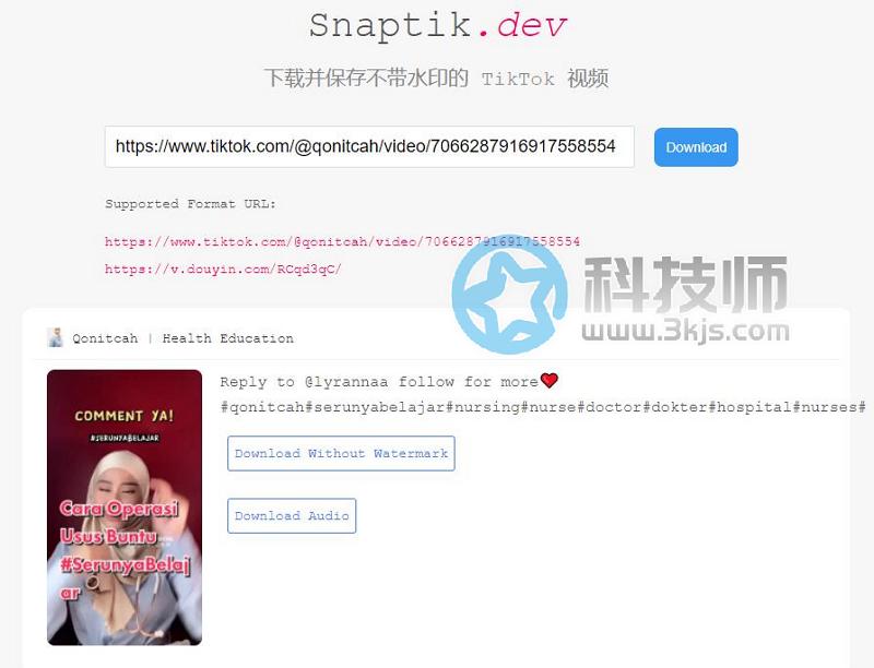 Snaptik.dev - TikTok视频下载器