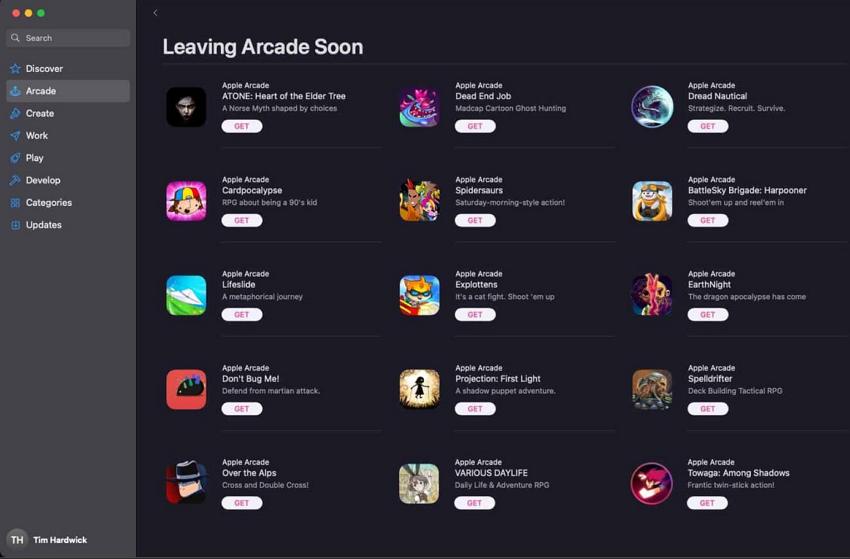 Apple Arcade 加入「即将离开」分类：15款游戏快要下架