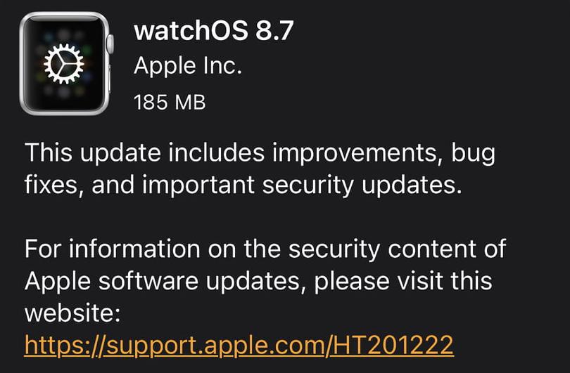 苹果推出watchOS 8.7固件 ：修复问题优化性能