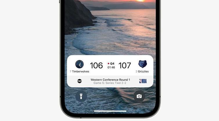 苹果 iOS16 锁屏画面可显示NBA、MLB等赛事即时比分