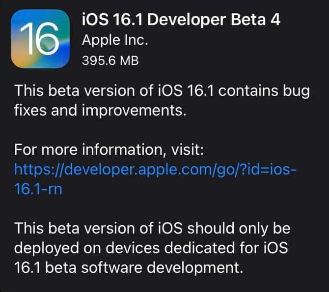 苹果推出iOS 16.1 Developer Beta 4 及 iPadOS 16.1 Beta 5 固件