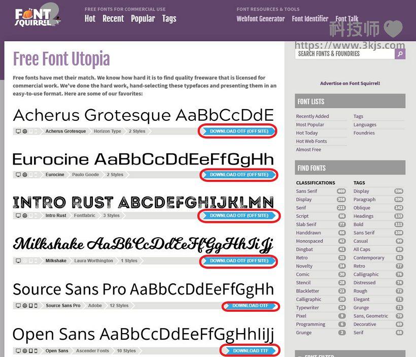 fontsquirrel_可商用免费字体下载网站(含教程)