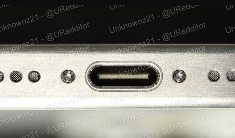 疑似 iPhone 15 搭载 USB-C 接口的谍照流出