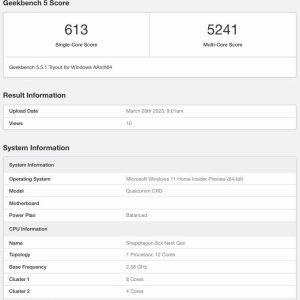 12核骁龙8cx Gen 4处理器跑分曝光 :仅苹果M2 Max 性能的1/3