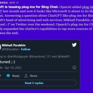 爆料称微软正在为Bing Chat提供插件