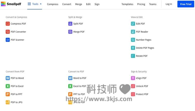 Smallpdf - 多功能pdf在线转换器(附官网入口及教程)