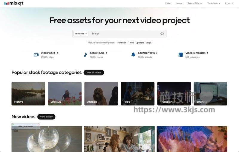 mixkit - 免费可商用视频及音乐素材下载网站