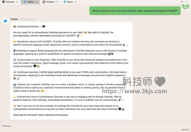 ChatTab - 苹果Mac电脑ChatGPT客户端