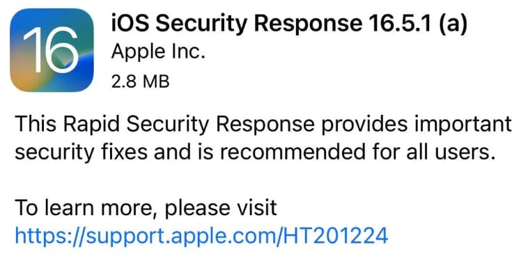 苹果紧急推出 iOS 16.5.1a 及 macOS 13.4.1a 安全更新