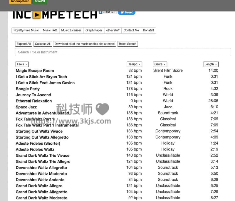 Incompetech - 免费无版权音乐下载网站(含教程)