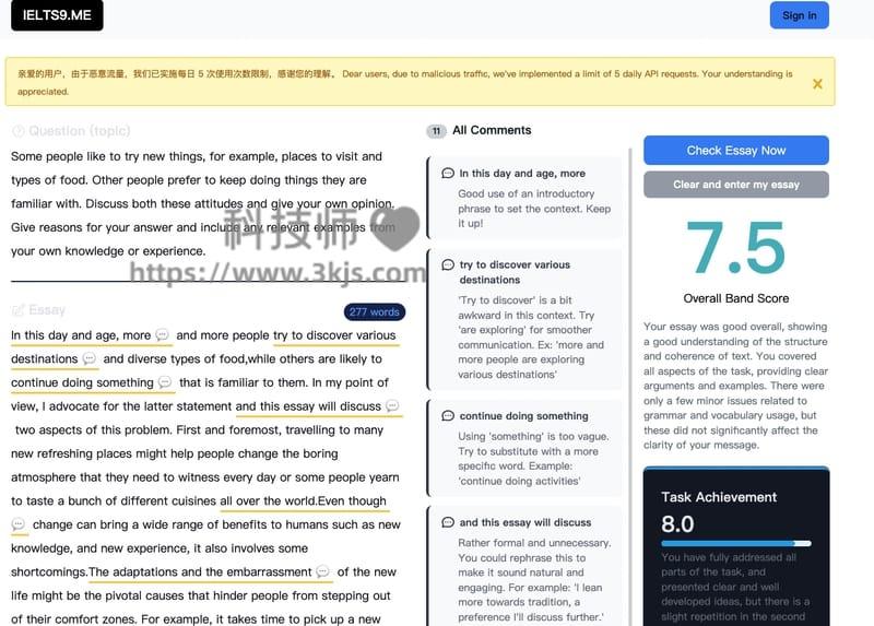 IELTS9ME - 雅思作文批改在线AI工具(含教程)