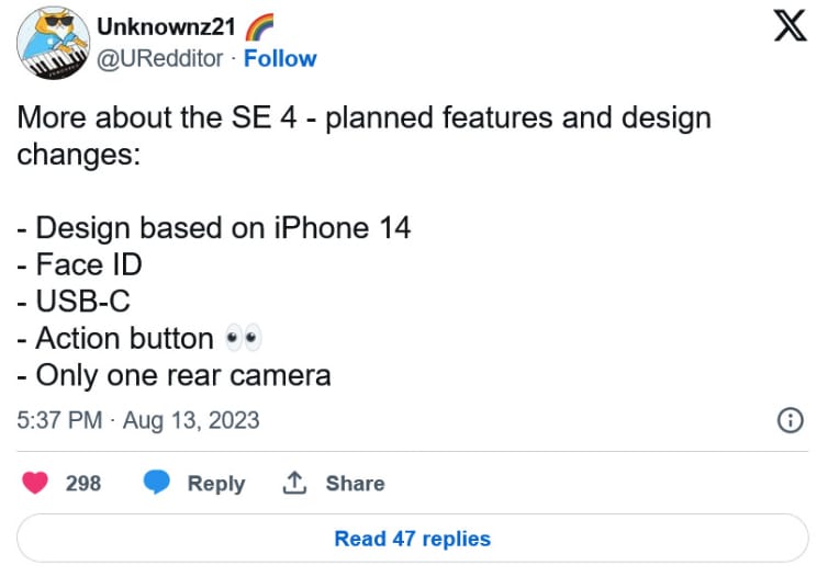 iPhone SE 4 参数曝光：动作按钮、USB-C、脸部识别一次拥有