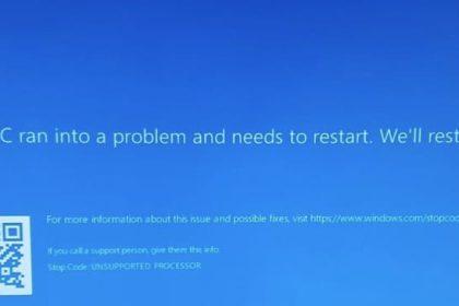 更新 Windows 10/11 后出现 UNSUPPORTED_PROCESSOR 蓝屏错误