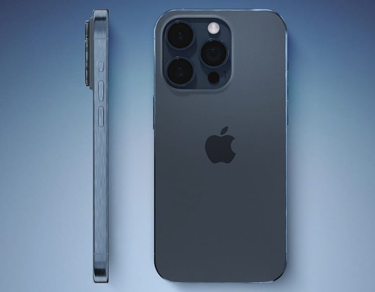 iPhone 15 Pro 的全新时尚色彩：钛金属蓝和灰