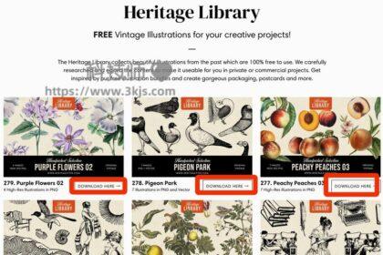 Heritage Library - 免费复古插画素材下载网站(含教程)