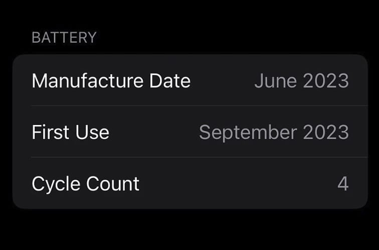 iPhone 15 可显示电池循环次数（附iPhone 15 及15 Pro电池循环次数查看方法）