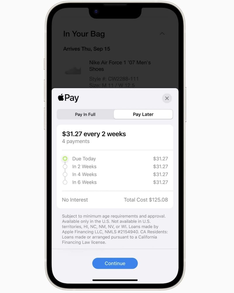 苹果正式全面开放 Apple Pay Later，让你免息分期付款