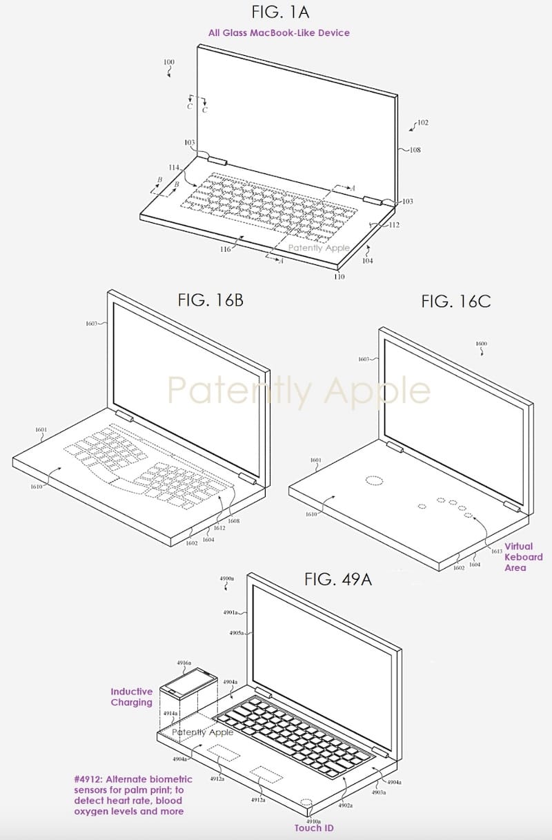 苹果 MacBook 专利：虚拟键盘和iPhone充电功能