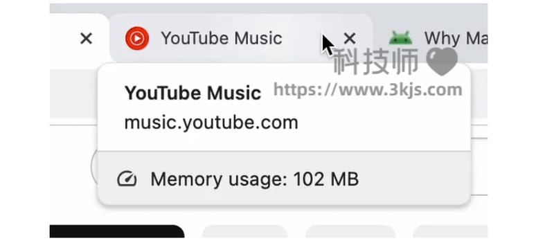 Google Chrome 加入Tab标签页内存占用量显示功能