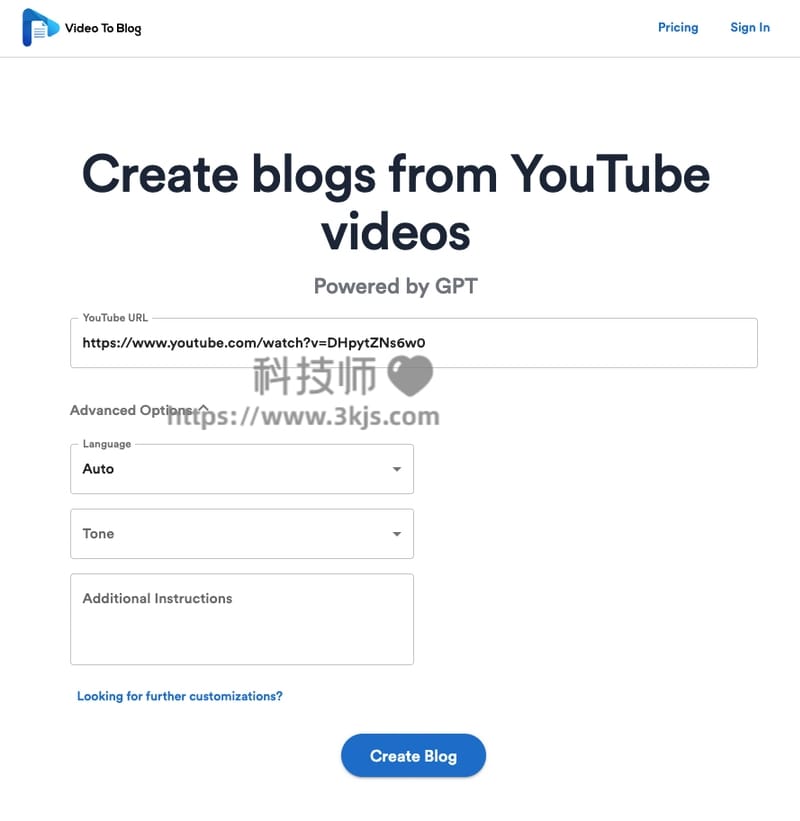 Video To Blog - YouTube视频生成博客的在线AI工具(含教程)