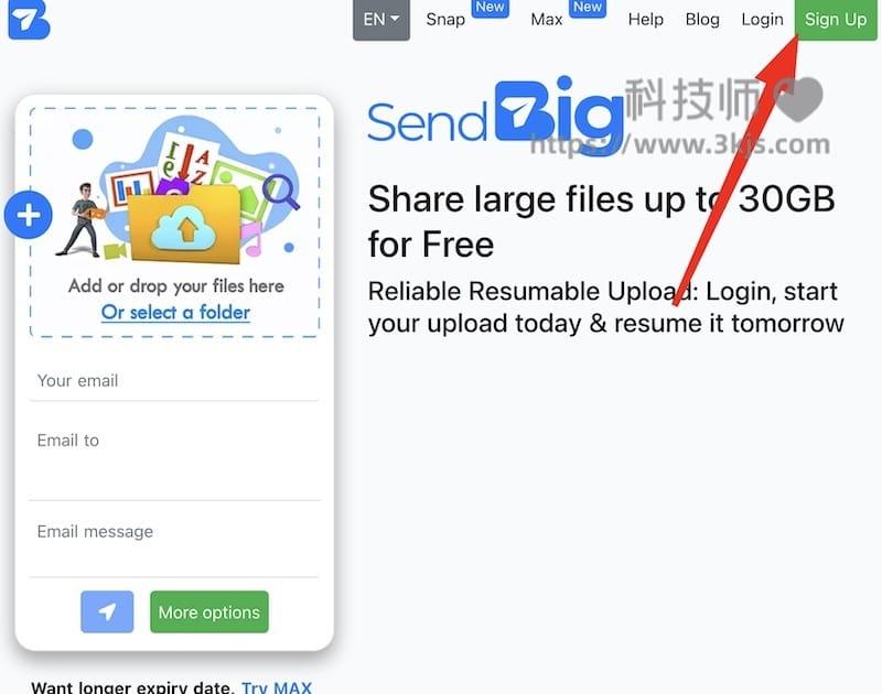 SendBig - 支持30GB单文件的免费网盘(含教程)