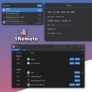 1Remote - 远程连接管理工具(支持RDP/SSH/VNC等)