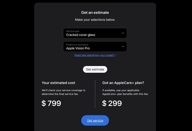 Vision Pro AppleCare+ 费用曝光：维修成本极高