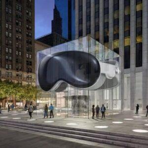 Apple Store 门外出现巨型 Apple Vision Pro 模型