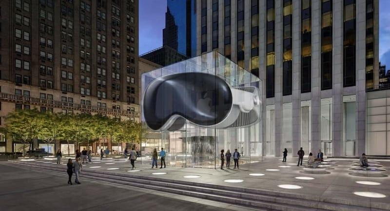 Apple Store 门外出现巨型 Apple Vision Pro 模型
