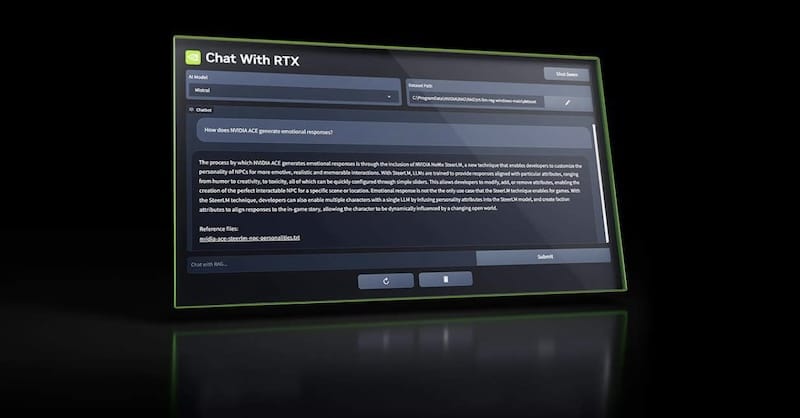 NVIDIA发布免费聊天机器 Chat with RTX，可在电脑上本地运行