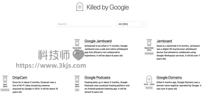 Google Graveyard - 被谷歌放弃的产品目录