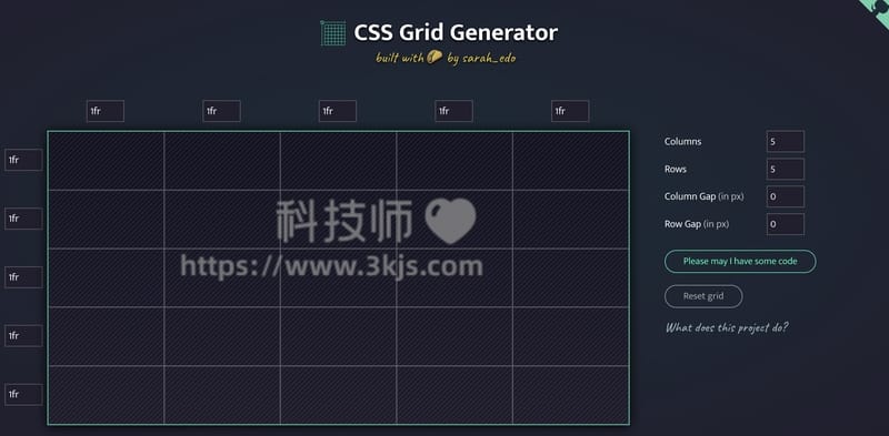 CSS Grid Generator - 表格css代码在线生成器