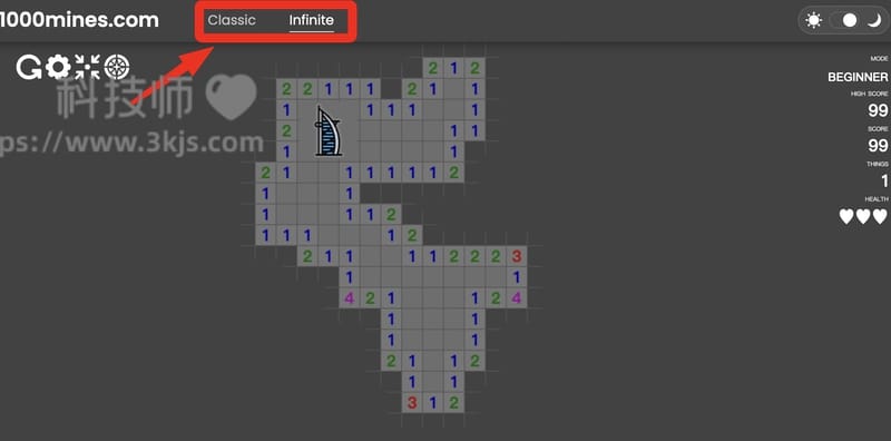 1000mines - 扫雷游戏网页在线玩(含教程)