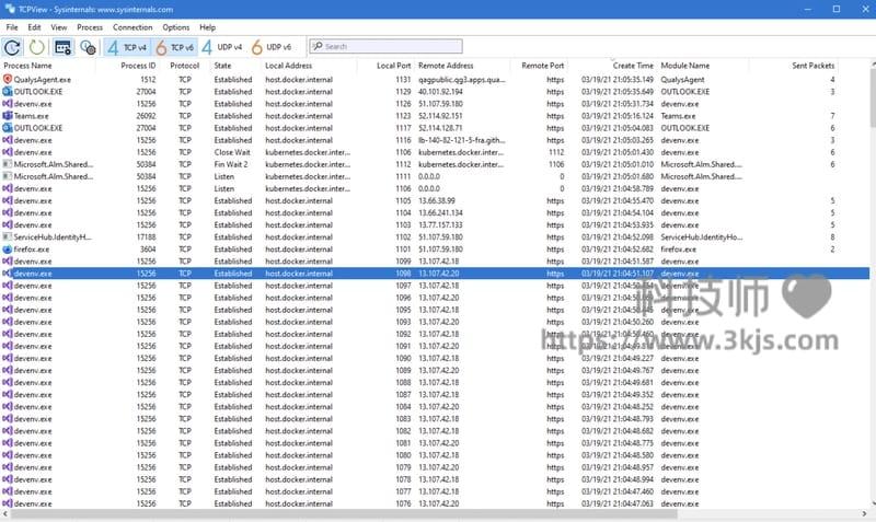 TCPView - windows查看网络连接工具