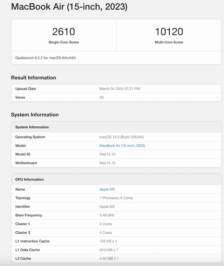 M3版 MacBook Air Geekbench跑分曝光