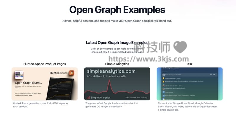 Open Graph Examples - Open Graph社交卡片图片示例展示网站