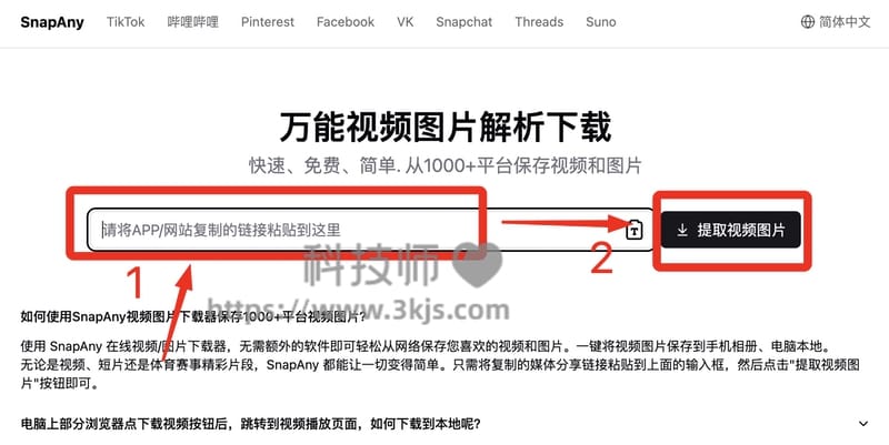 SnapAny - 在线图片视频解析下载工具(附教程)