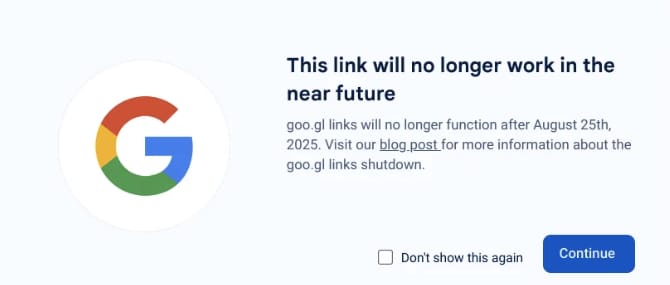 Google 网址缩短服务 Goo.gl 将于2025年8月停止运营