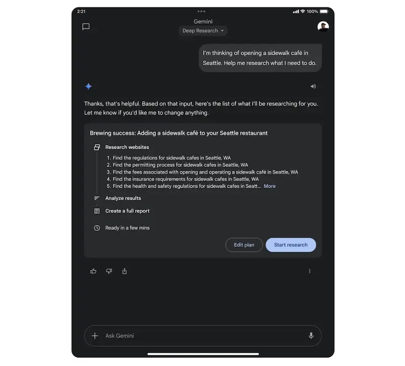 Google Gemini终于登陆iPad,正式支持全屏与分屏多任务模式