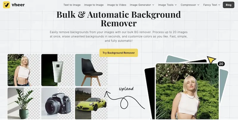 Vheer Background Remover：在线图片背景去除工具，批量去除图片背景