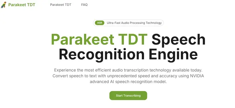 Parakeet TDT：语音识别转文字在线工具，快速准确将语音转换成文字