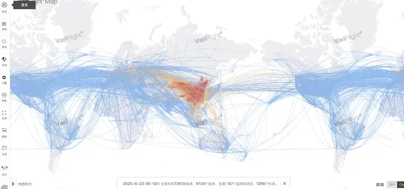 VariFlight Map:在线航空飞行路线图,提供实时航班信息和航线可视化