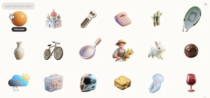 3D Icon Gallery：免费图标下载网站，海量高质量3D图标