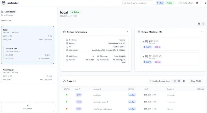 Portracker：自托管端口监控工具，轻松管理网络端口